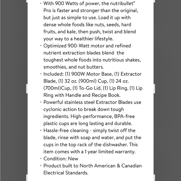 🆕 Nutribullet PRO 900 Watts, Champagne Color - Picture 7 of 7